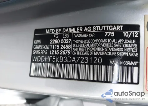 2013 Mercedes-Benz E 350 z USA, uszkodzony, nr VIN WDDHF5KB3DA723120